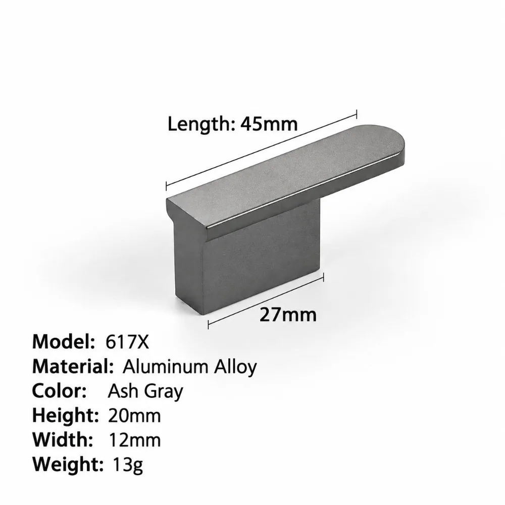 Dark Grey Cabinet Handles Hollow Zinc Alloy Wardrobe Cupboard Door Pulls Single Hole Longer Furniture Handle