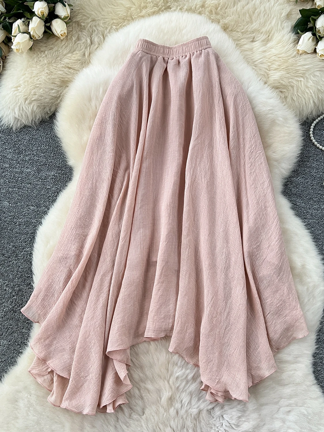 falda Versátil de Cintura Alta con Corte en A, Diseño Sensacional para Mujer, Verano 2025, Estilo Coreano, Faldas Irregul...