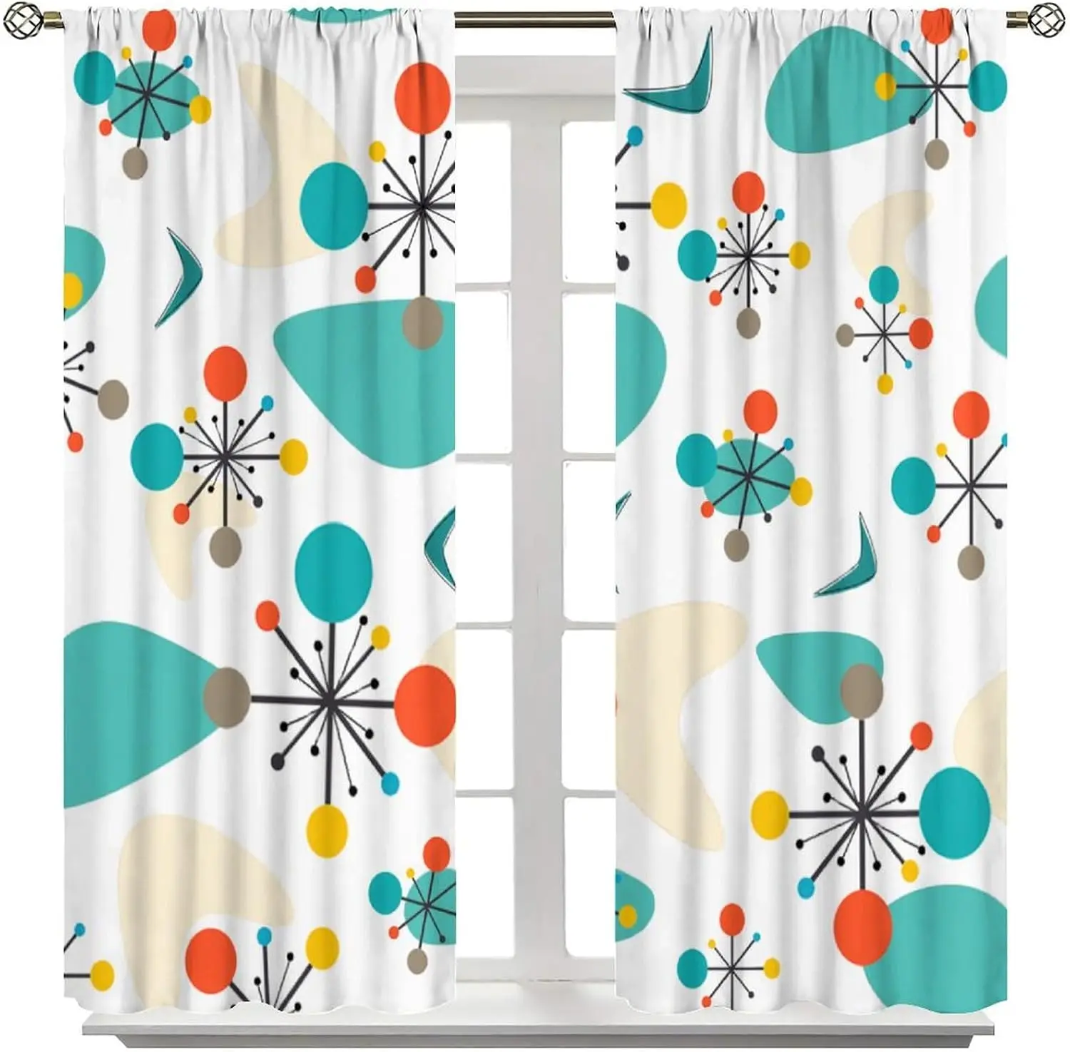 Abstract Geometric Print Curtains Panel Modern Living Room Window Drapery Home Decor Curtain  (Characters count: 83 - too short)
