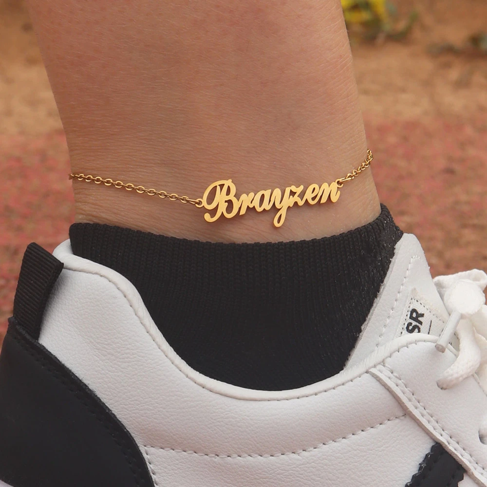 Customized Name Anklets for Women Foot Jewellery Personalized Ankle Bracelet Summer Accessories Stainless Steel Tobilleras Mujer