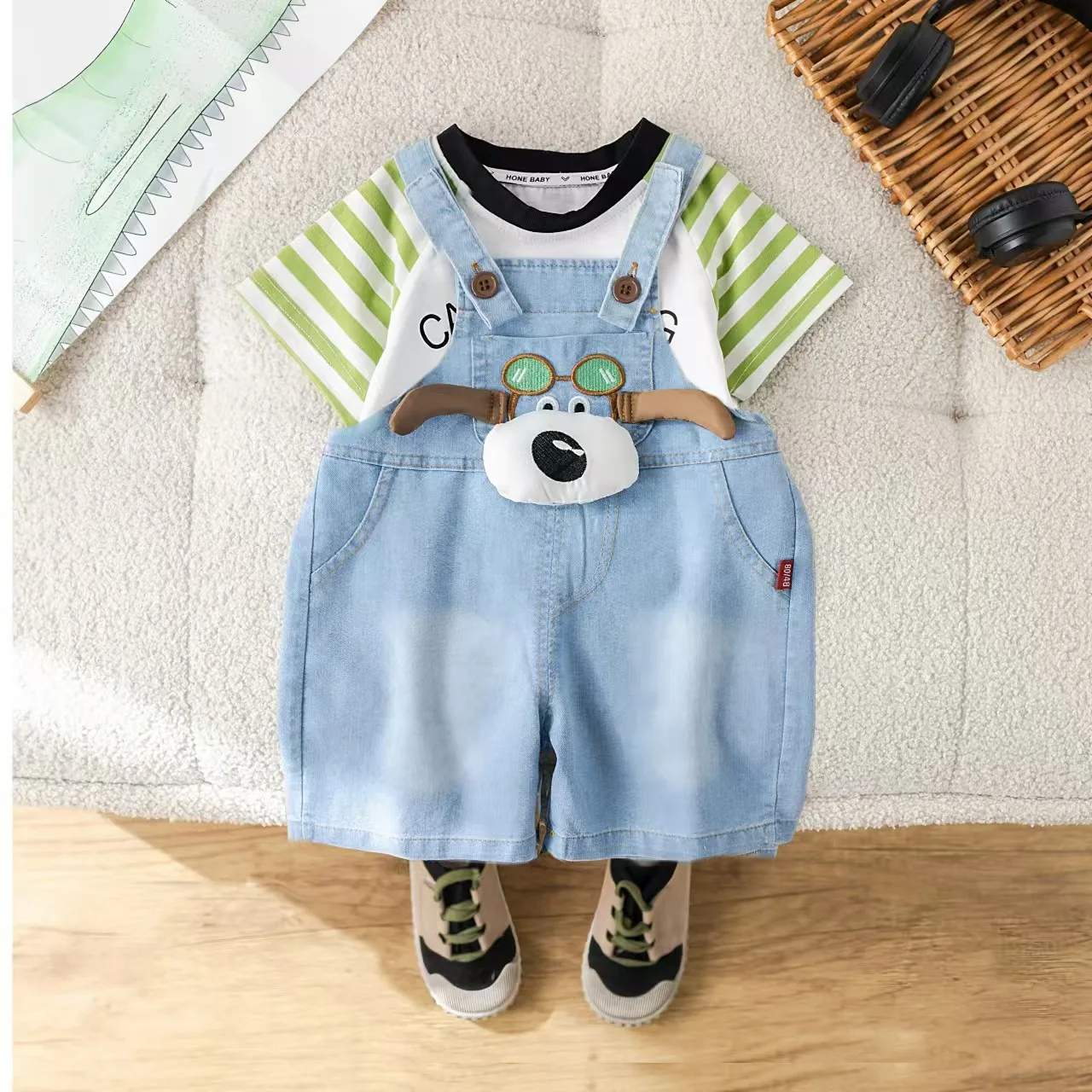 

Boys Clothes Sets Summer 2025 Children Casual T-shirts Overall Shorts 2pcs Cute Suit For Baby Cartoon Tracksuits Kids Outfits 5Y