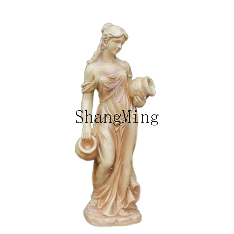 

HJ outdoor floor lady living room sculpture office figure courtyard craft ornament garden retro decoration