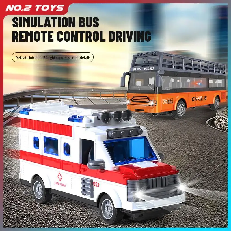 1:30 Remote Control School Bus 4CH Simulated Tour Bus Ambulance Model RC Double Decker Sightseeing Bus Electric Car Kid Toy Gift