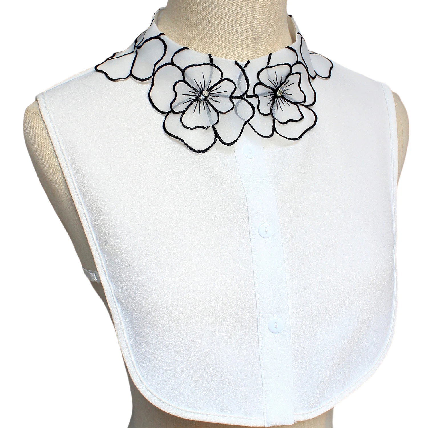 1 Stück abstraktes, besticktes Blumen-Kragenimitat, ein bestickter Kragen mit elegantem und charmantem Stil für Damen, Eye-Cat – Detail 5