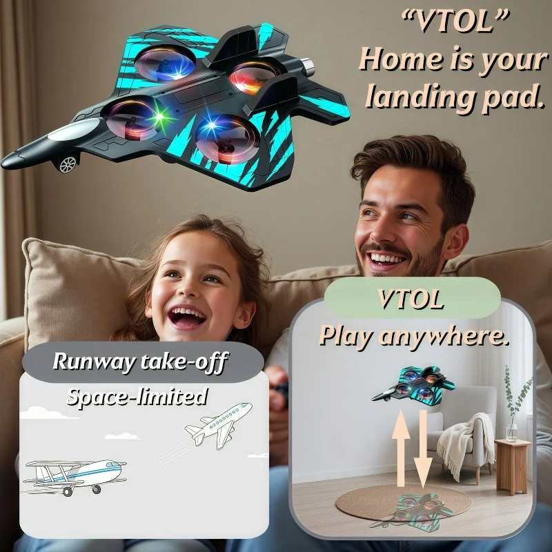 Zweefvliegtuig Vliegende helikopter RC Hobby Straalvliegtuig 2.4G Stunt Afstandsbediening Schuimvechter Vliegtuig Speelgoed met licht