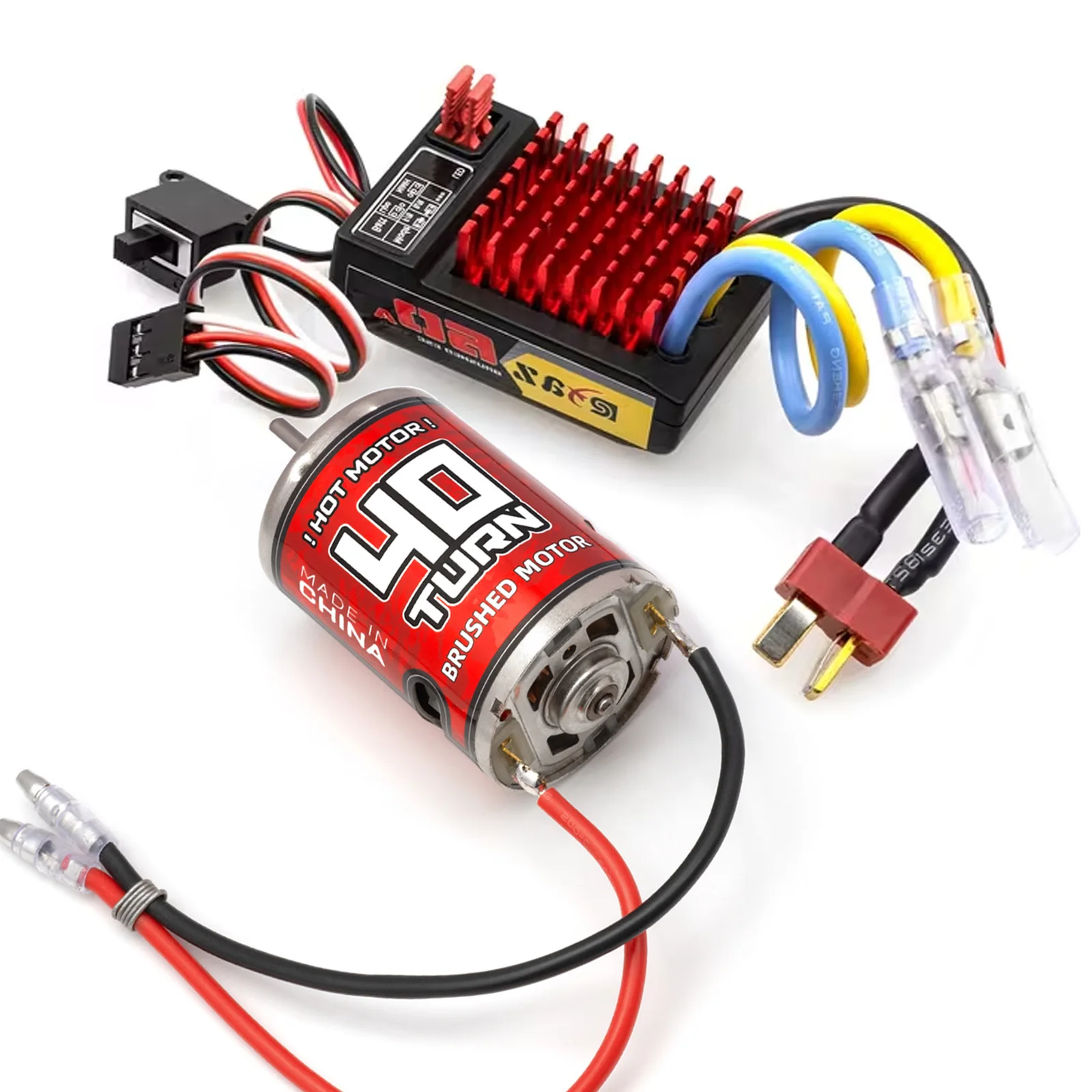RCXAZ 540 Brushed Motor Matched AEY60 Bidirectional 60A Brushed ESC Combo, RC Upgrade Mod Kit For 1/10 RC Vehicle Arrma Traxxas HSP Redcat RC4WD Tamiya Axial SCX10 D90 1/10 RC Crawler Offroad Truck Buggy - Random Recon