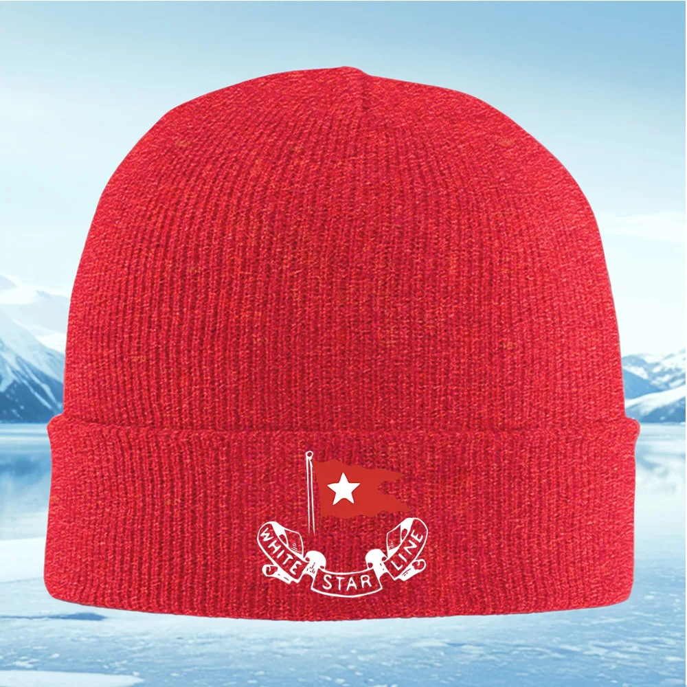 Bandiera rossa stella bianca Stella della linea bianca Uomo Donna Cappello lavorato a maglia unisex Beanie Pullover Cap Inverno termico caldo Natale Outdoor Cycli