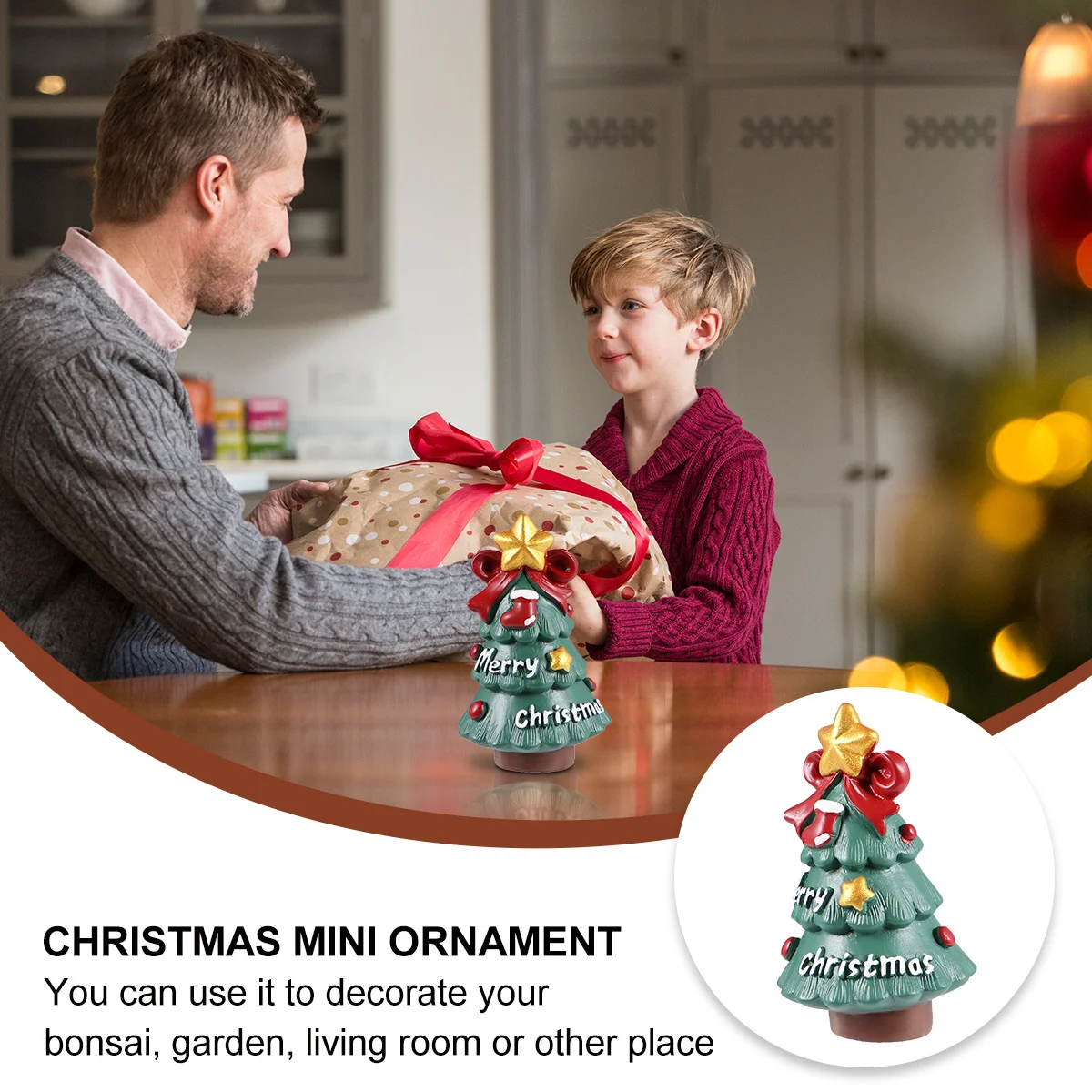 

2 pcs Christmas Family Figurines Resin Decor Durable Miniature Landscape Sculpture For Home Living Room Bedroom Study Decoration