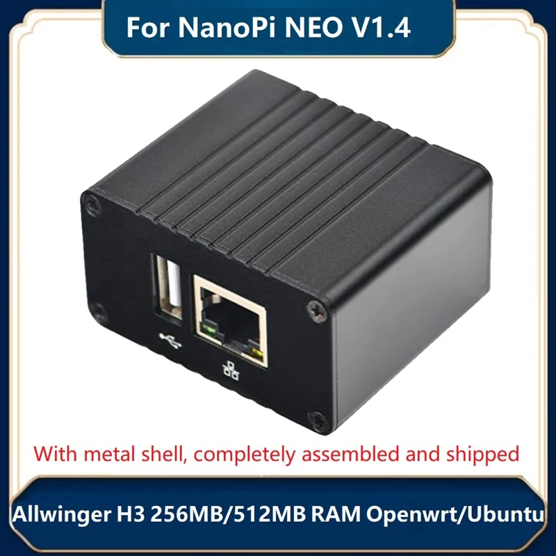 Hot For NanoPi NEO Development Board+Heat Sink+Metal Case Kit Allwinner H3 Quad Core 512MB RAM Openwrt/LEDE Complete Machine