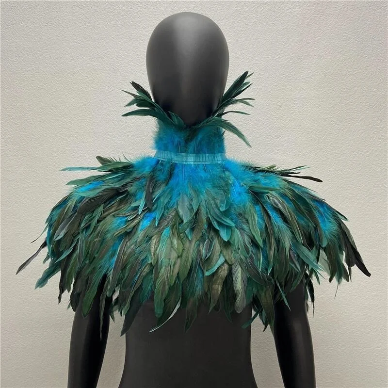 Capa de hombro para mujer, abrigo de fiesta, abrigo gótico Punk de plumas, ropa de baile de graduación, chal de plumas, abrigos de Halloween, chaquetas