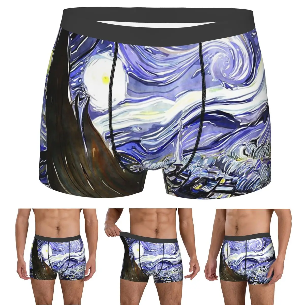 

Boxer Underpants Shorts Vincent Van Gogh Paintings Starry Nigh Panties Men's Ventilate Underwear for Homme Man Boyfriend Gifts