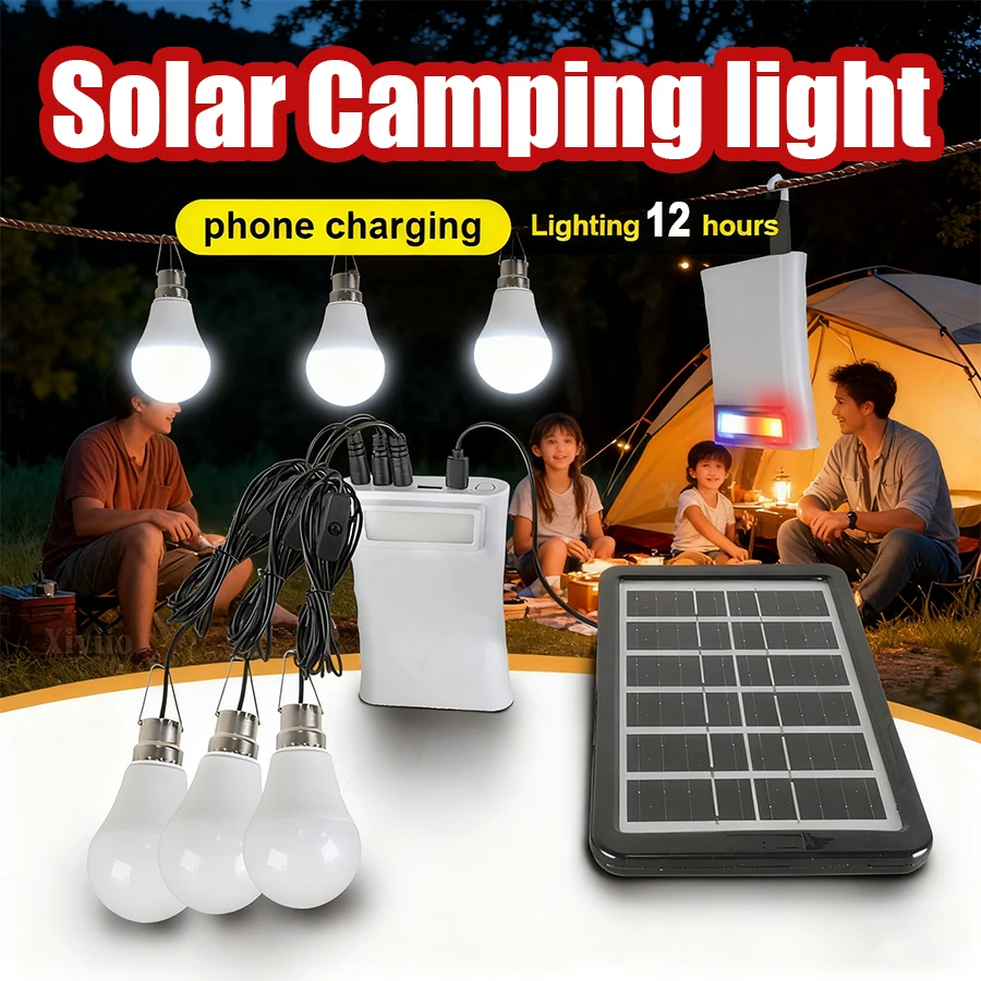 

12/6 Hours Long Endurance Solar Camping Light Solar Chandelier Security Tent Light LED Solar Lights Fixtures for Camping Lamp
