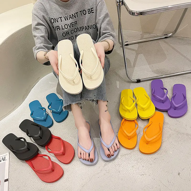 Frau Flip Flops Hausschuhe Sommer Mode lässig rutsch feste Junge Flip Flops atmungsaktiven Strand einfarbig bequeme Slipper