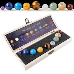 Natural Crystal 9 Planets Ball Solar Sun System Rock Quartz Stones Beads Energy Sphere Galaxy Model Globe Montessori Kids Toys