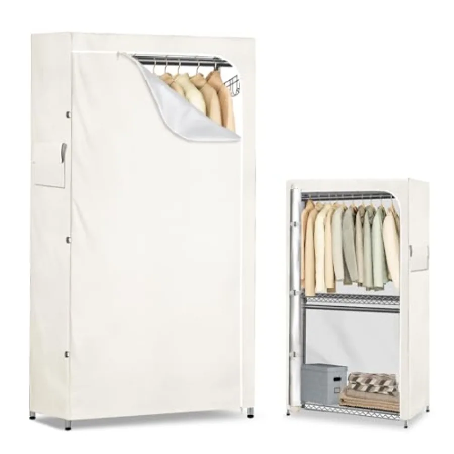 

Gent Rk CoverHeavy Du 600D Dtof Waterof CloinRk Covers wi Zipper - CloinRk Covers for 45"W x 7.7"D x 80.3"H Mel R.White Cover O