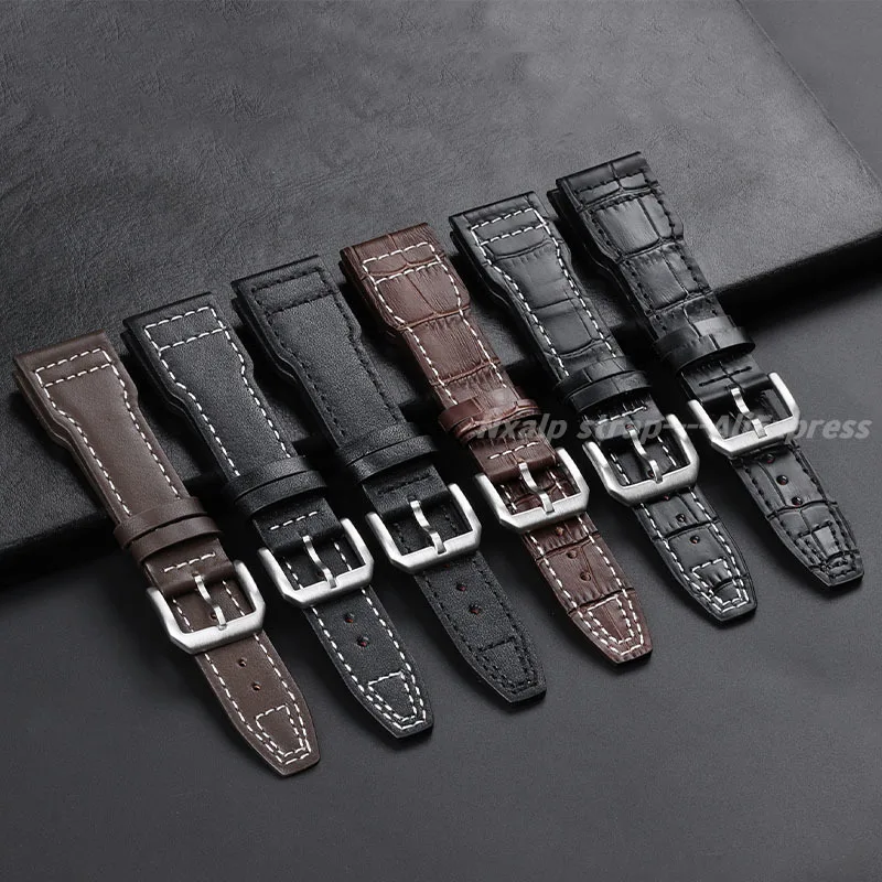 For IWC PILOT Mark Cowhide Strap 20mm 21mm 22mm Genuine Leather Watch Band for Little Prince Brown Black Watchband Accessories