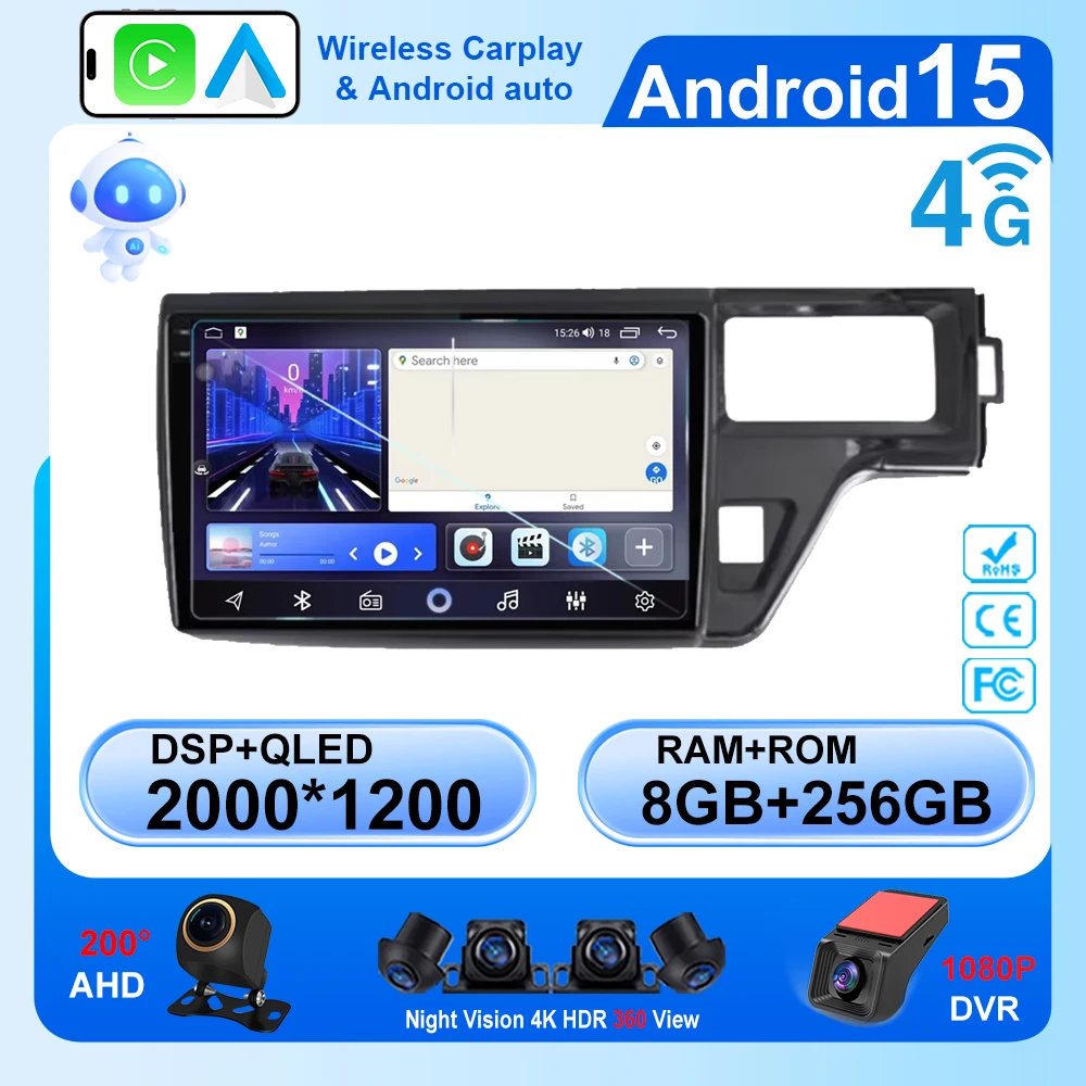 

For Honda Stepwgn 5 2015 - 2021Right hand driver Car Radio Stereo Multimedia Player 5G GPS Navigation High-performance CPU 2din