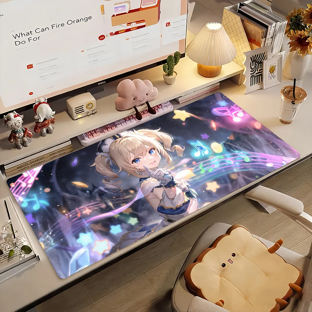 

Gaming Mouse Pad, Desk Mat, Anti-slip, Stitched Edges, Music Note & Starry Anime Girl Print, Keyboard Pad for Gamer Home Office