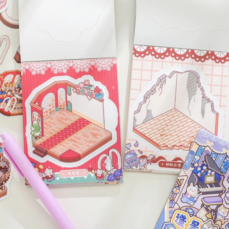 السيد ورقة حديقة الحيوان مجموعة صغيرة مواء مواء مغامرة سلسلة المناظر الطبيعية الخلابة ملصق كتاب سكرابوكينغ ملصقات DIY كتيب ملصقات الزخرفية