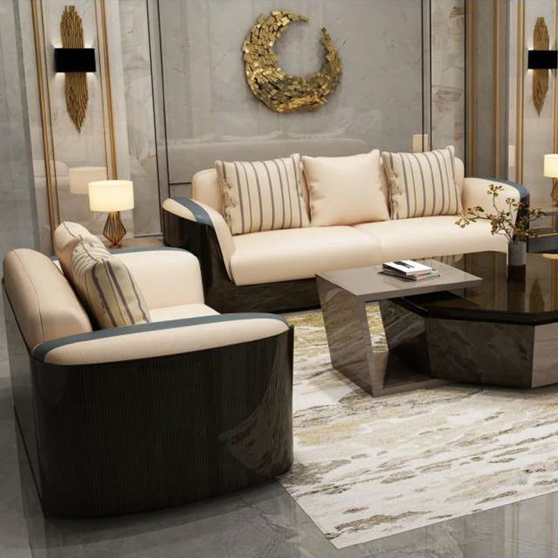 Noble Style Luxury High-End Office Sofa Modular Multifunctional Set For Multiple People High-End Texture Leather