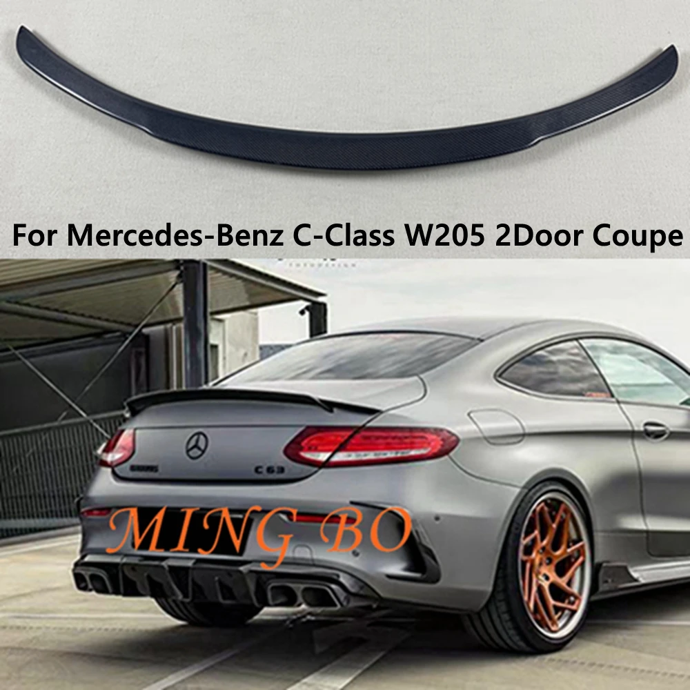 

For Mercedes-Benz C-Class C205 W205 2Door Coupe Carbon Fiber Rear Spoiler Trunk Wing 2015-2023 FRP Forged Carbon