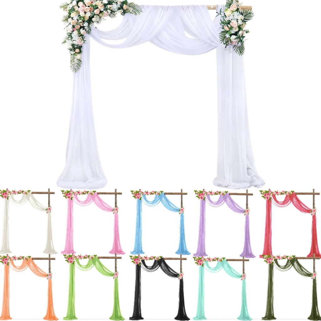 

5M Wedding Arch Drape Chiffon Organza Fabric Curtain Wedding Stage Backdrop Draping Ceremony Reception Hanging Decoration