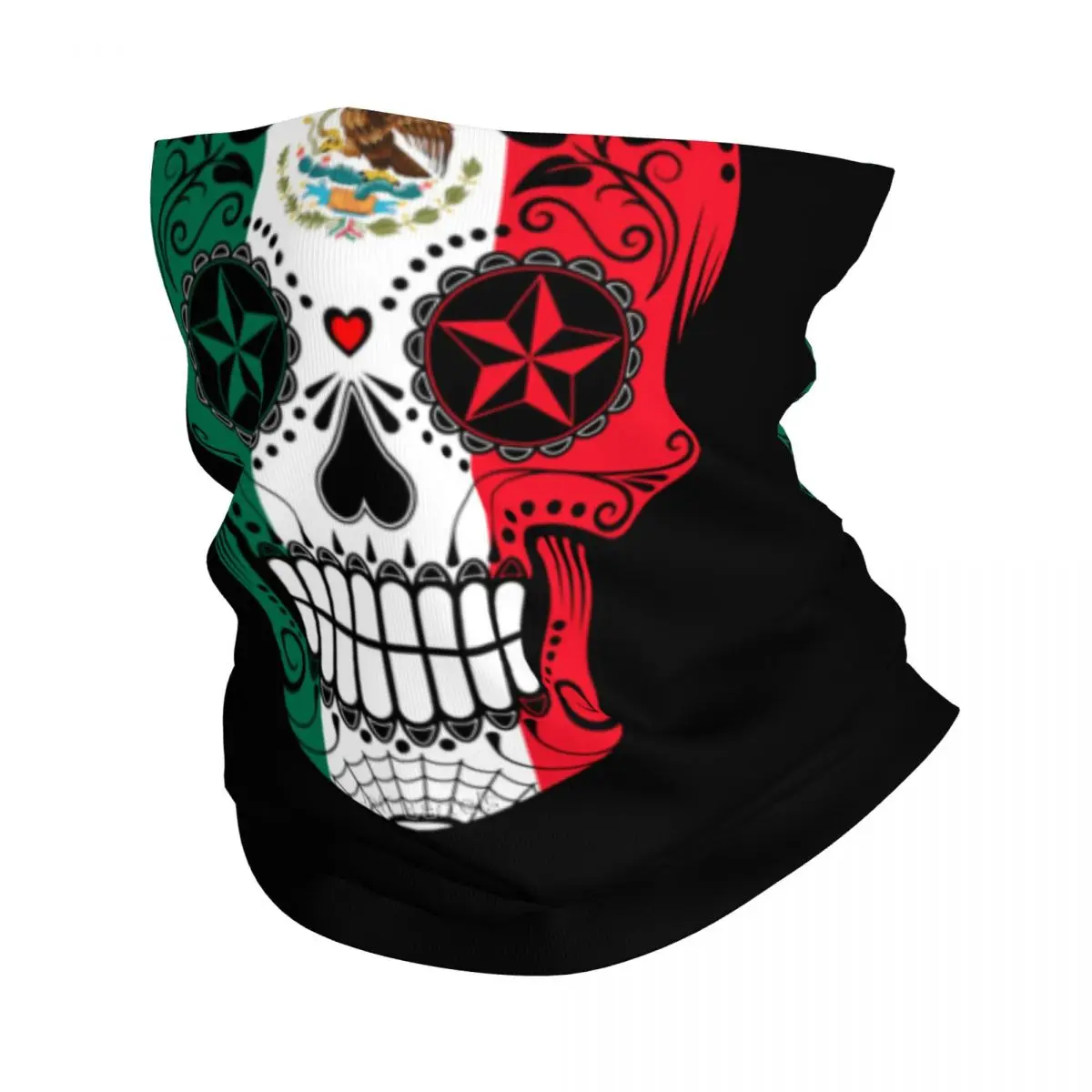 

Sugar Skull With Roses And Flag Of Mexico Bandana Neck Gaiter Mask Scarf Multifunctional Headwear Riding Unisex Adult Winter