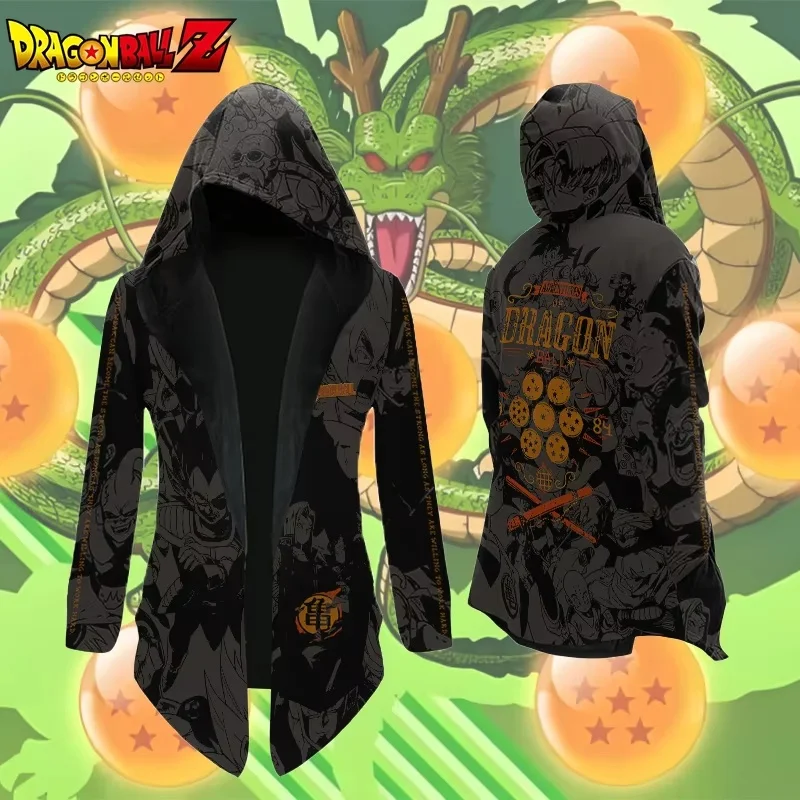 Hot Anime Dragon Ball Goku Men'S Long Hooded Windbreaker Loose Coat Thickened Insulation Casual Tops Boy Birthday Gifts Clothes