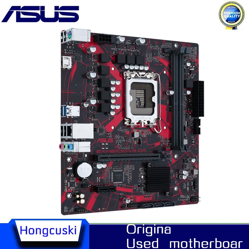 Usado para ASUS EX-H610M-V3 D4 H610M-V3 LGA 1700 DDR4 Placa-mãe H610M H610 Suporta CPU i5 12400f i3 12100f 12700f