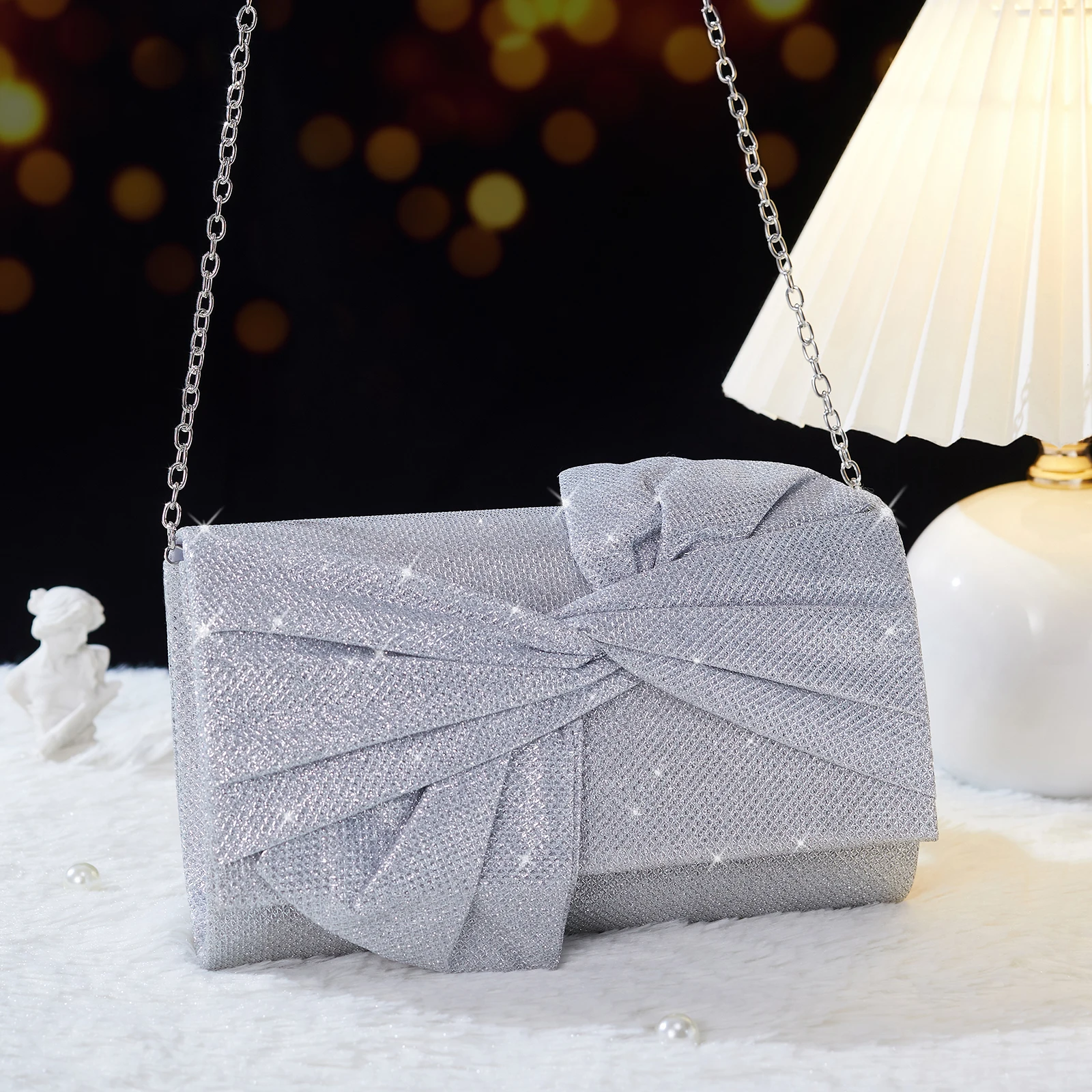 

Sweet Bowknot Evening Clutch Purse for Women Formal Handbag Dinner Bag Evening Clutch Bag for Wedding Bridal Bag Party Banquet