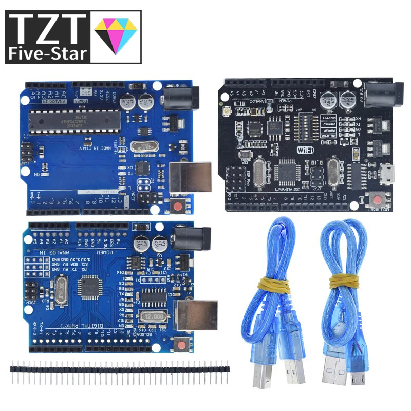 Чип TZT UNO R3 ATMEGA16U2 / UNO + WiFi R3, чип CH340G для Arduino UNO R3, макетная плата WeMos ESP8266, оригинал