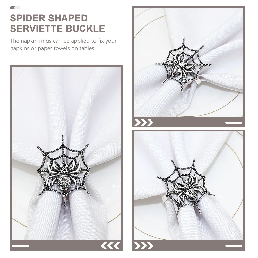 

6Pcs Creative Alloy Napkin Spider Shape Decorative Serviette Buckles Party Table Decoration Festival Accessory