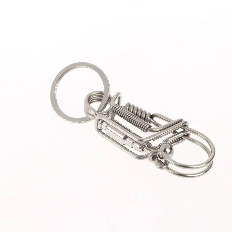 Schlüsselanhänger aus Edelstahl, handgefertigt, poliert, mechanischer Schlüsselring, zum Aufhängen an der Taille oder an der Tasche, als Geschenk für Männer. – Detail 6