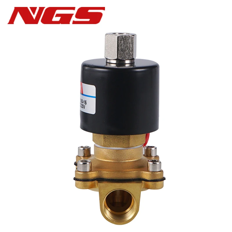 2K/2W025 220V 110V 24V 12V Normally Open (NO) Brass Electric Solenoid Valve For Water Air Oil 1/4 3/8 1/2 2W160-15K 2W040-10K