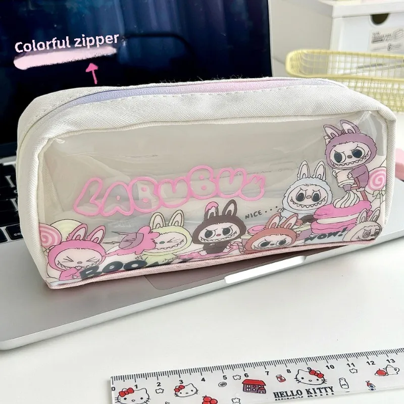 Labubu Colorful Pencil Case Cartoon Anime Cute Student Large Capacity Stationery Storage Bag Good-looking Girl Kids Holiday Gift