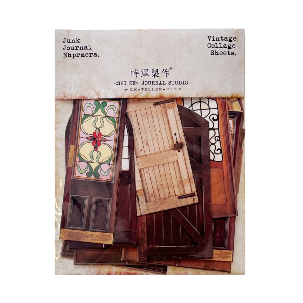 Vintage Material Paper Wooden Door Thick Card Handmade DIY Scrapbooking Junk Journal Bottom Collage Album Decoration