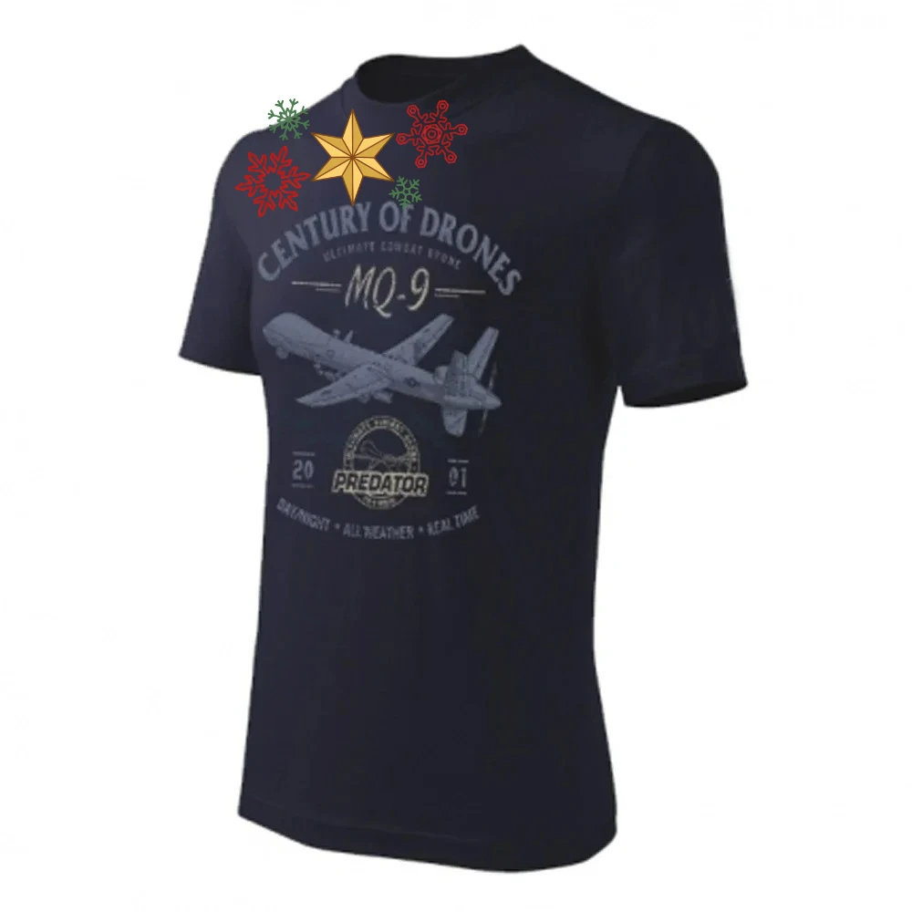 Century of Drones, MQ-9 Reaper Unmanned Aerial Vehicle T-Shirt 100% Cotton O-Neck Short Sleeve Casual Mens T-shirt Size S-3XL