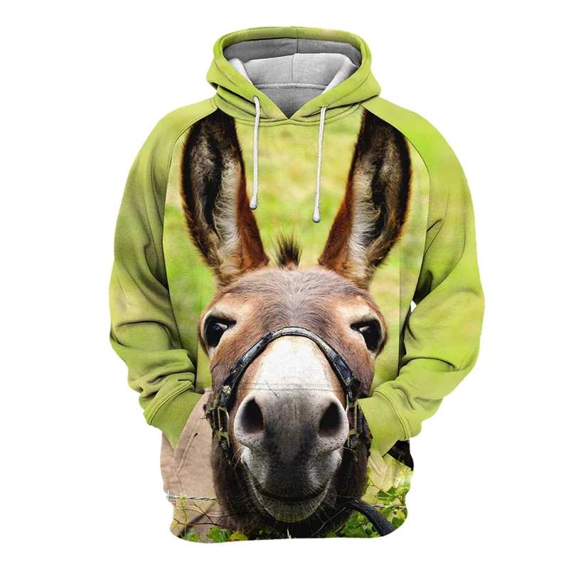 Animal Sheep Alpaca Cow Horse Pattern Men's 3D Printed Hoodie Long Sleeve Hoodie Sportswear Street Men's Hoodie