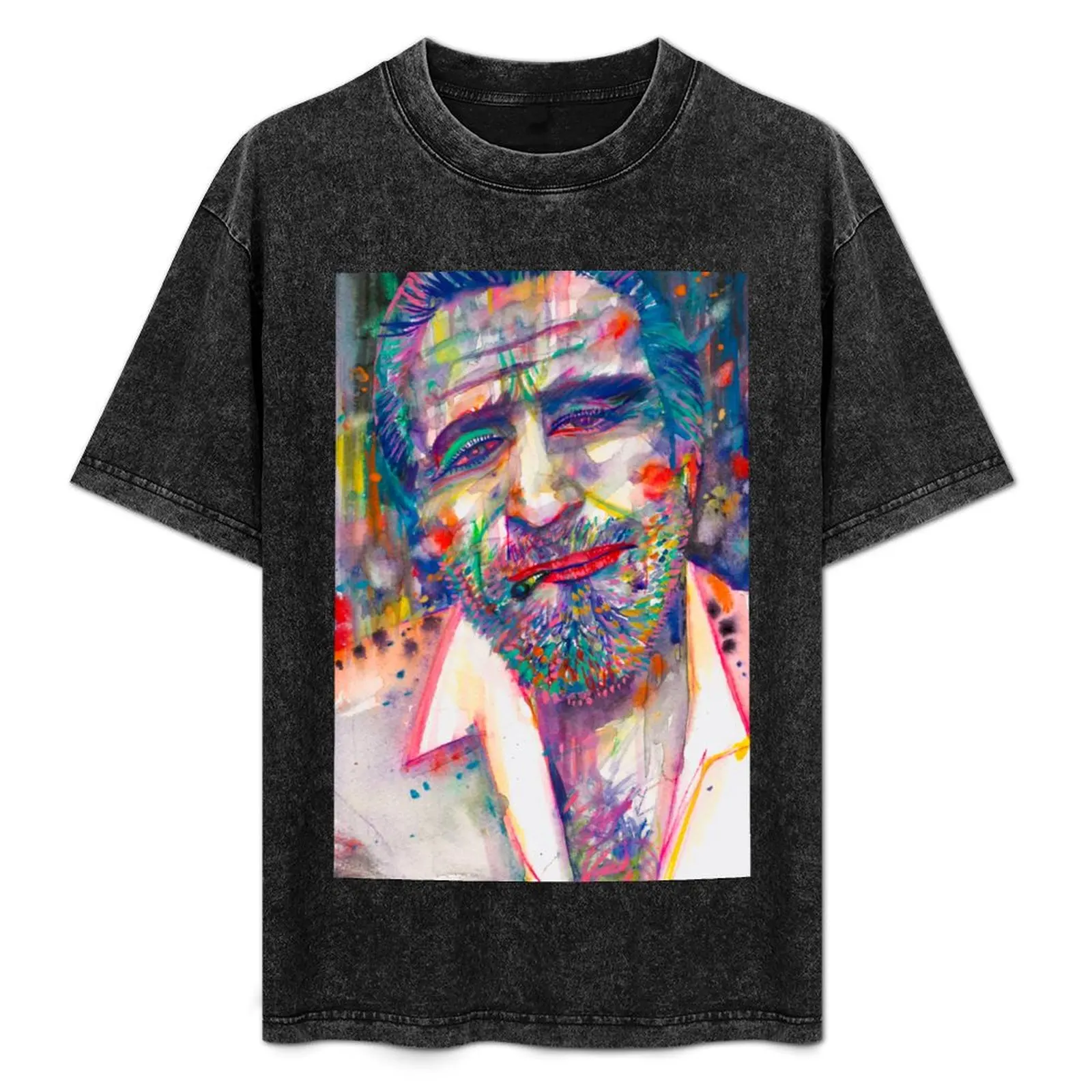

CHARLES BUKOWSKI watercolor portrait .4 T-Shirt affliction shirts oversizeds gifts for boyfriend sublime mens t shirt