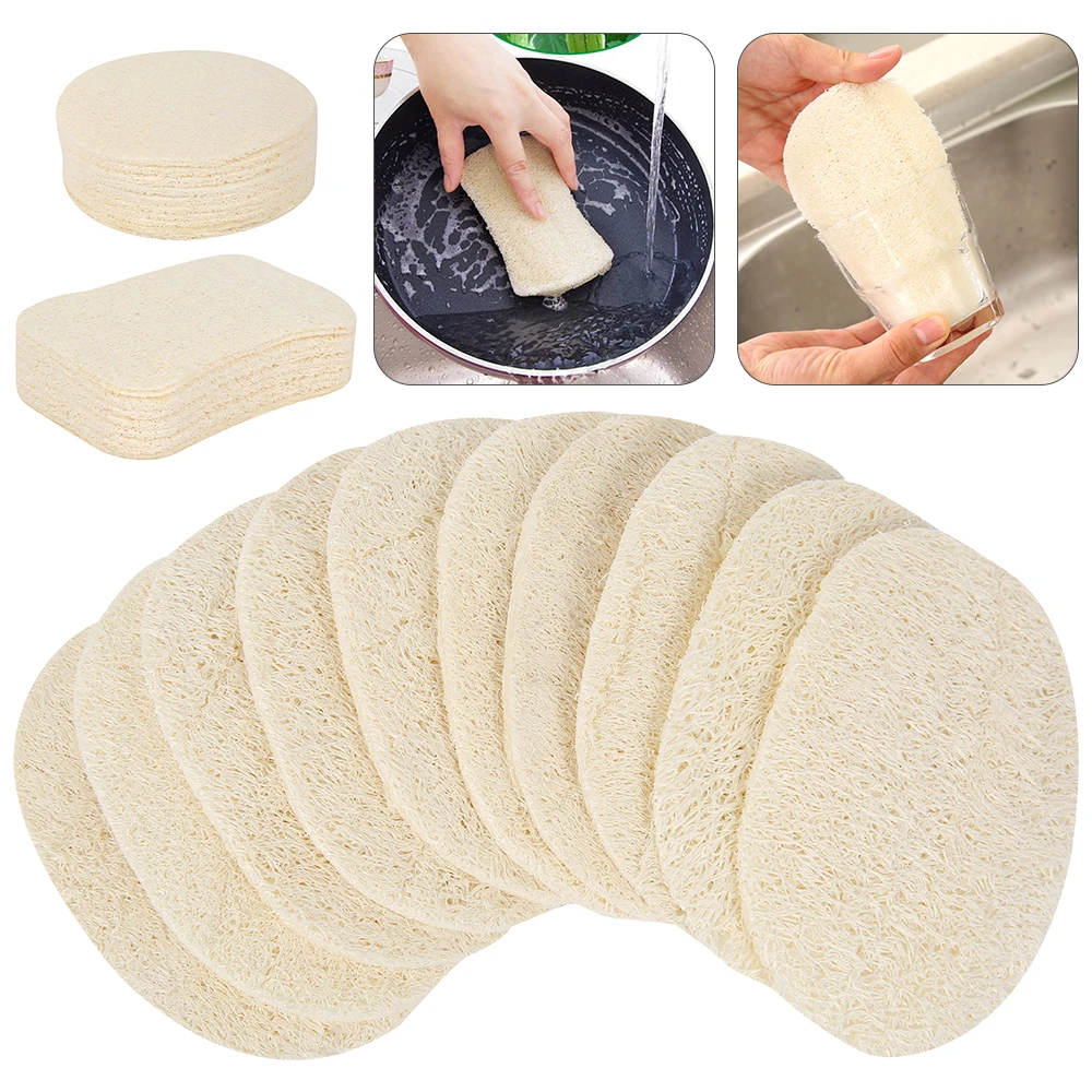 5Pcs Natural Luffa Sponge Dish Washing Cloth Loofah Scrub Pad Dish Pot Scrubber Sponge Household Kitchen Clean Brushes Pad