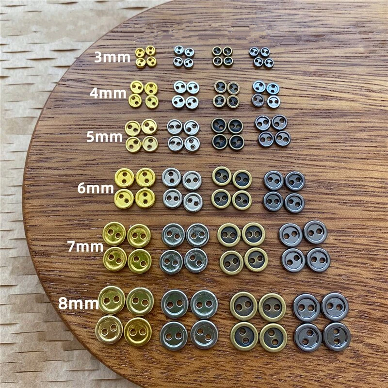 30 peças 3-8mm mini botão de metal para roupas de boneca artesanais faça você mesmo acessório de costura