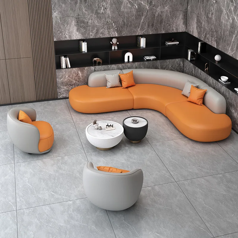

Hotel lobby office meeting lounge area light luxury L-shaped corner special-shaped sofa