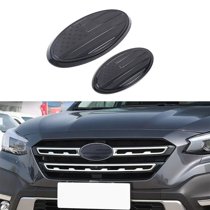

For Subaru Outback 2021 2022 2023 2024 ABS Black Logo Decoration Ring Front And Rear Logo Cover Car Stickers Accessories