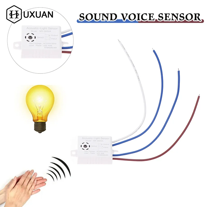 Módulo de interruptor de Sensor de voz de sonido, Control óptico acústico LED, interruptor de inducción, Detector de Sensor de Control de voz automático