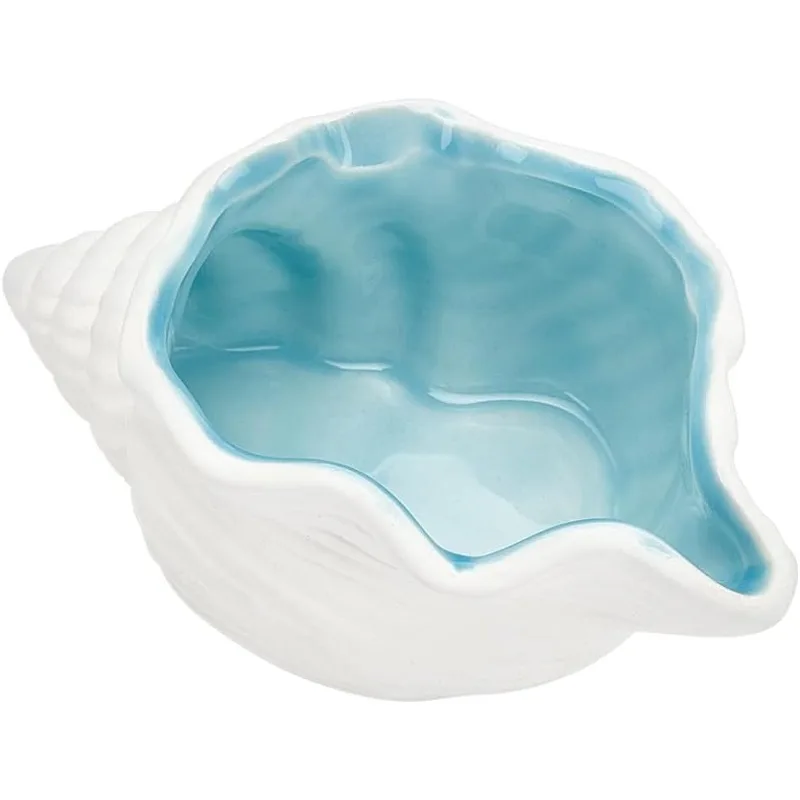 

1 шт. керамический поднос для ювелирных изделий в форме раковины 3,15x5,18x2,2 дюйма, тарелка для безделушек из ракушек цвета морской волны, керамический держатель для сережек с кольцом на тему океана