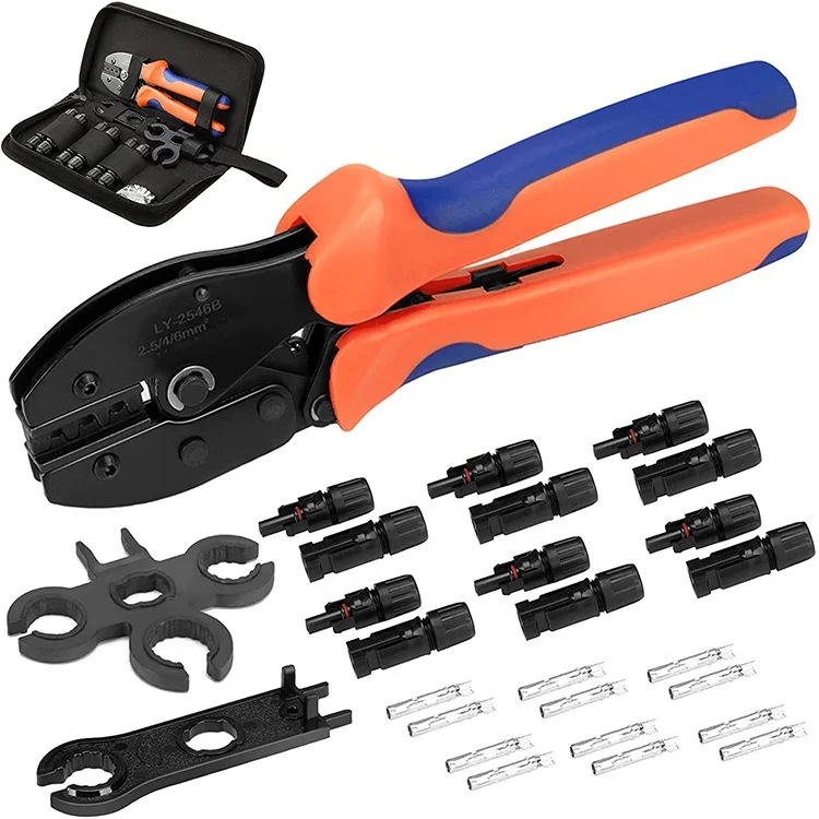 

LY-2546B Solar Wire Crimping Pliers Kit 10A Rated Current Solar Wiring Tool Power Tin Contact Photovoltaic Connector 1P Plastic