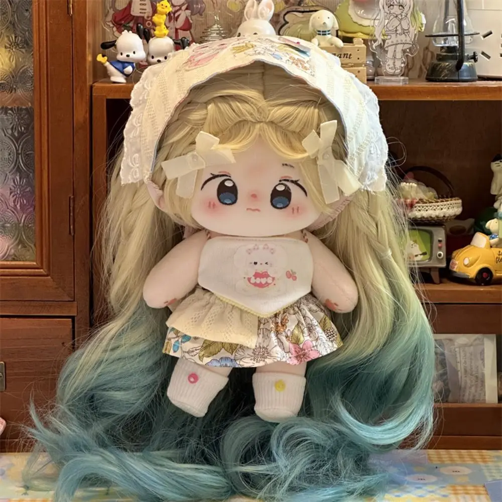 Long Curly Hair Cotton Doll Wig Chemical Fiber Soft Silk Plush Doll Wigs 20cm Clamping Doll Chemical Fiber Wig Cotton Doll