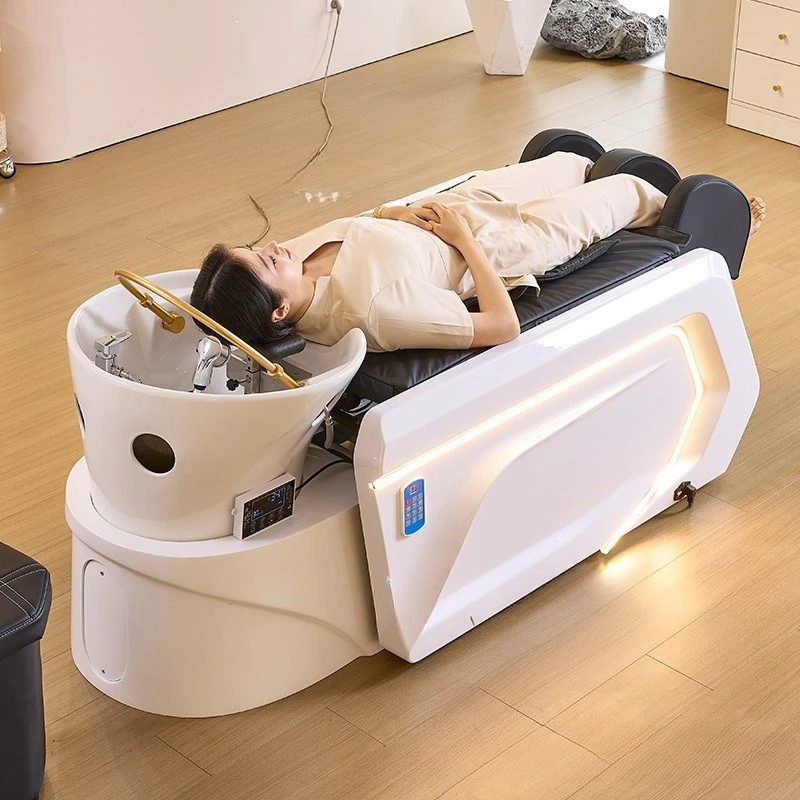 

Автоматическая интеллектуальная электрическая массажная кушетка для мытья головы с подогревом спины и циркуляцией воды.