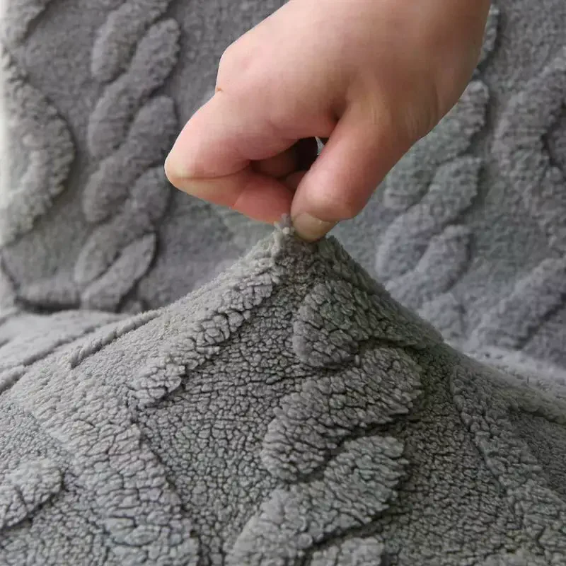 Winter Lambs Plush Chair Cover Solid Color Thicken Universal Elastic Dining Slipcovers Home Chair Covers