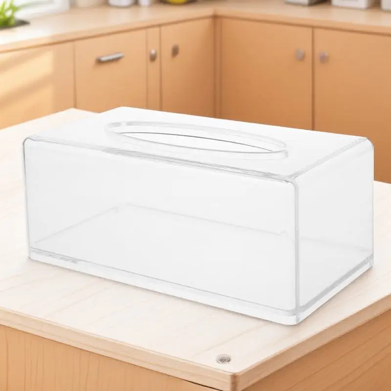 

Rectangular Box Clear Acrylic Napkin Holder For Car Home Office Facial Tissue Storage Container Decorative Tissue